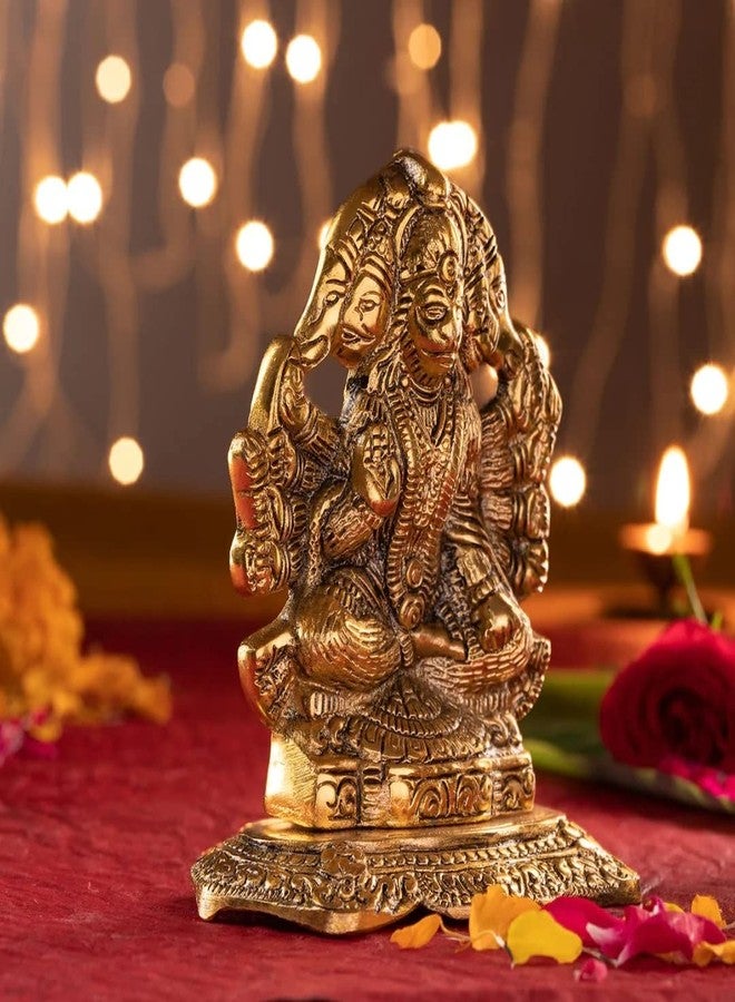 Servdharm Panchmukhi Hanuman Ji Murti | Statue for Home Decor, Gifting, Protection from Evil Eye, 14.7 cm(Gold) - Image 2